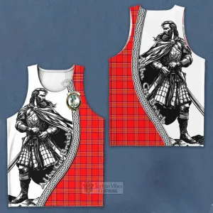 Burnett Tartan Clan Crest Men's Tank Top with Highlander Warrior Celtic Style