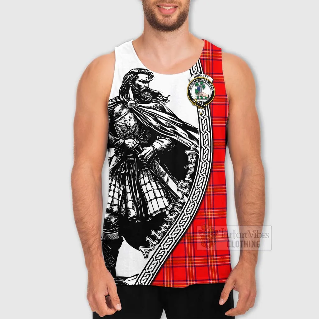 Burnett Tartan Clan Crest Men's Tank Top with Highlander Warrior Celtic Style