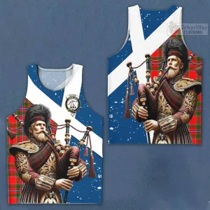 Butter Tartan Men's Tank Top with Family Crest Scottish Bagpiper Vibes