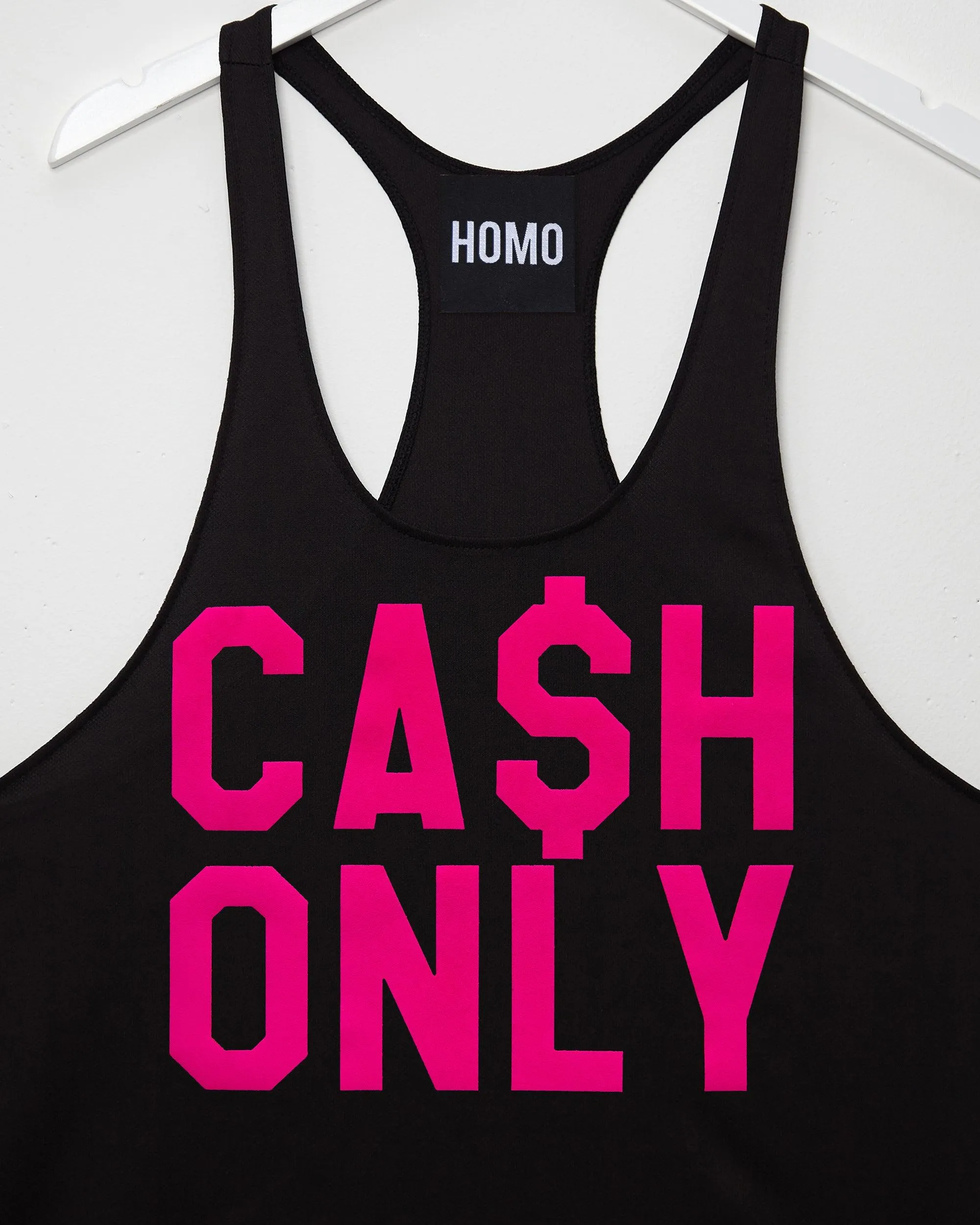 Cash Only fluorescent pink on black - tank top