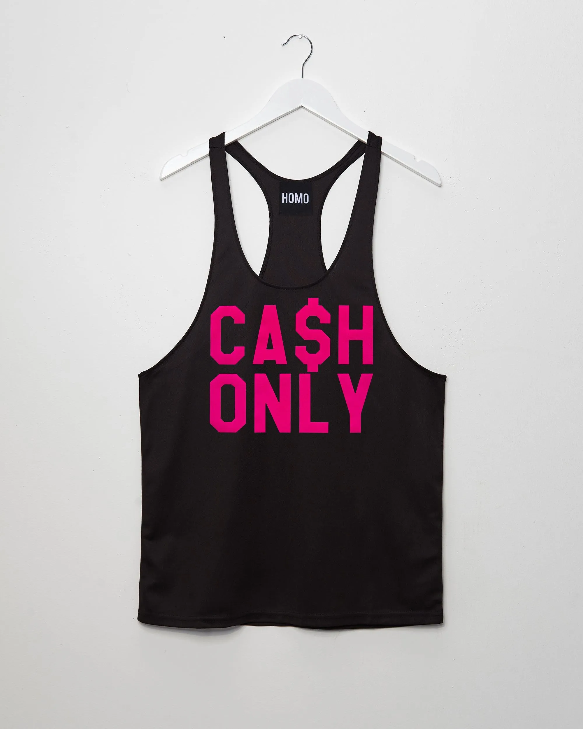 Cash Only fluorescent pink on black - tank top