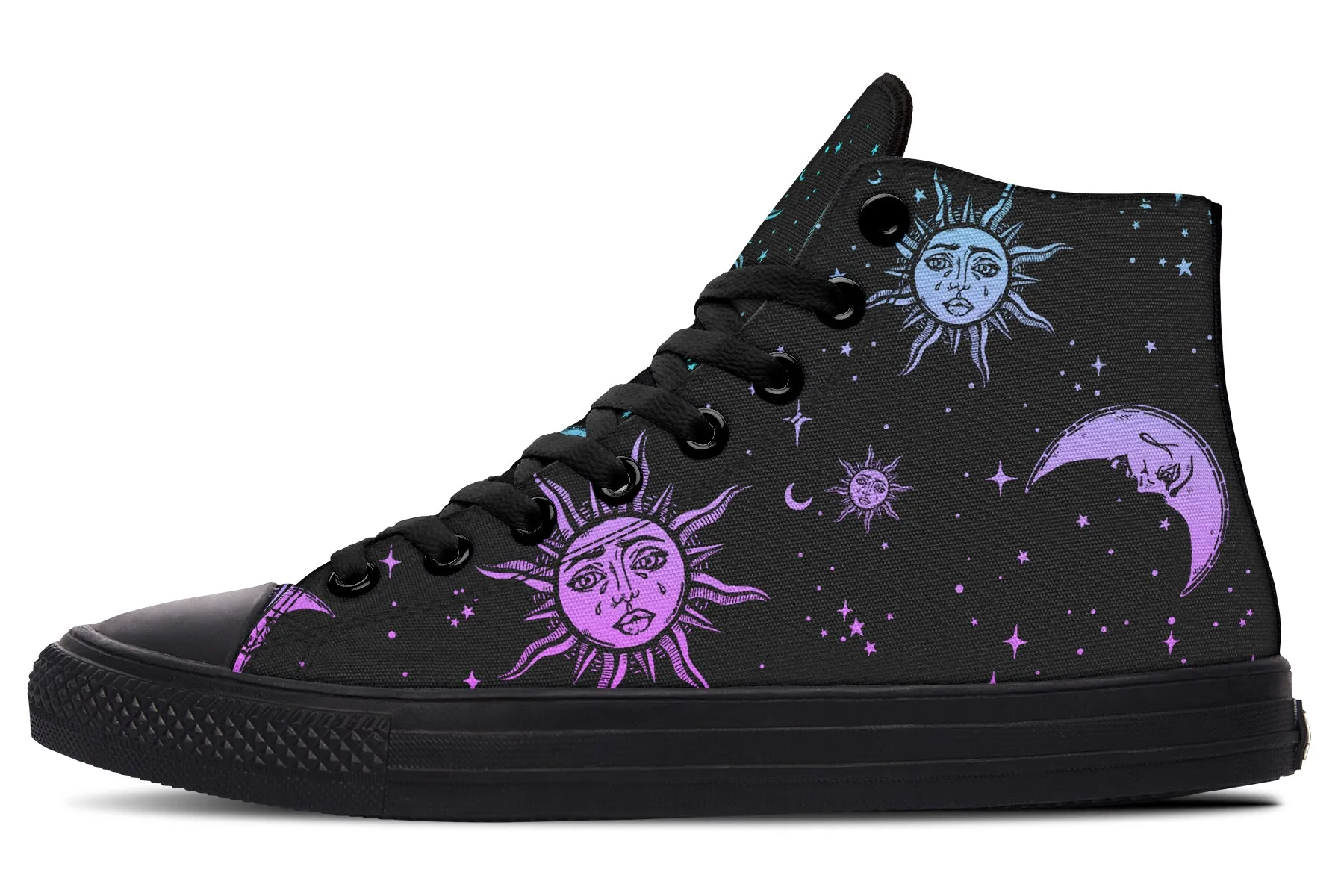 Celestial Pastel High Tops - Classic Premium Canvas Shoes with Comfortable and Durable Soles