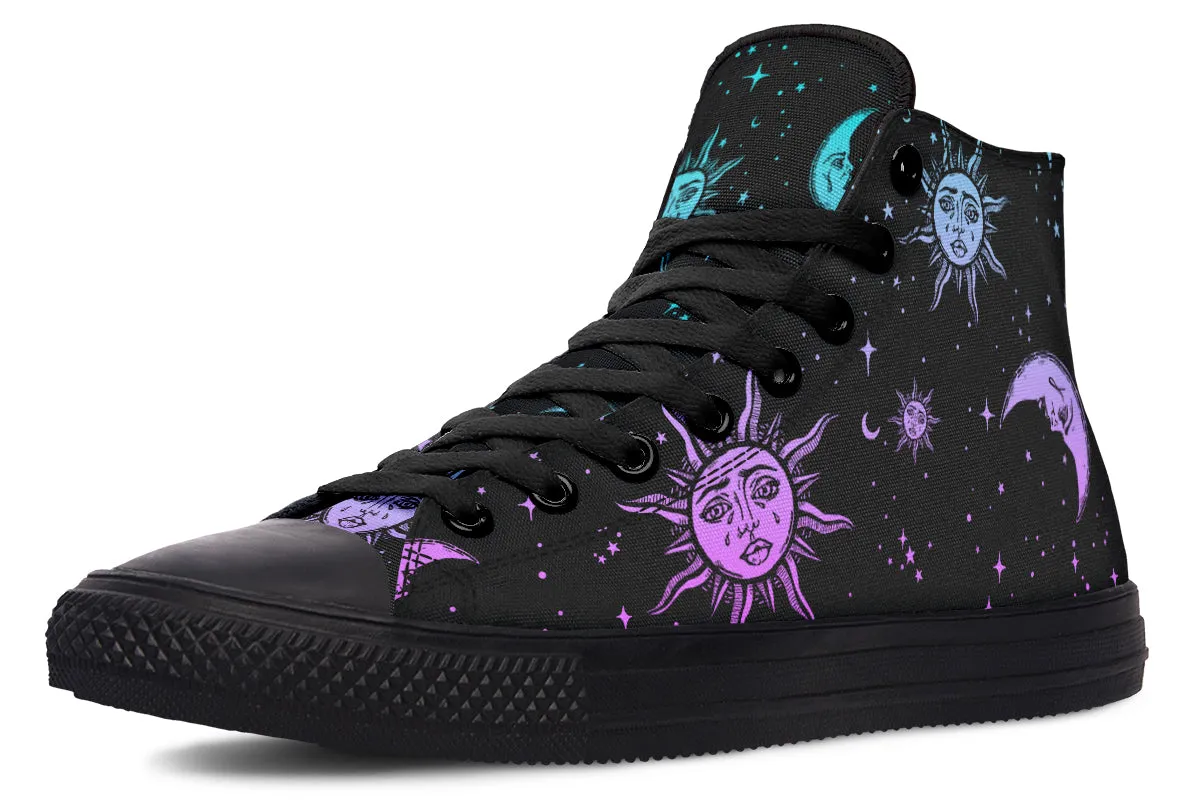 Celestial Pastel High Tops - Classic Premium Canvas Shoes with Comfortable and Durable Soles