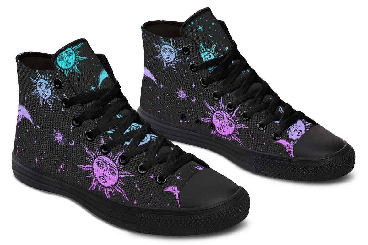 Celestial Pastel High Tops - Classic Premium Canvas Shoes with Comfortable and Durable Soles