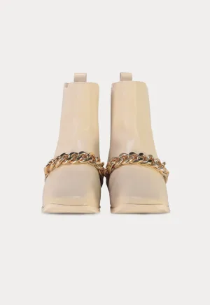 Chunky Chain Vamp Embellished Chelsea Boots