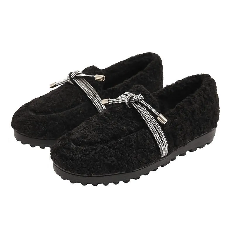 Cilool Furry Flats Loafers Fu62