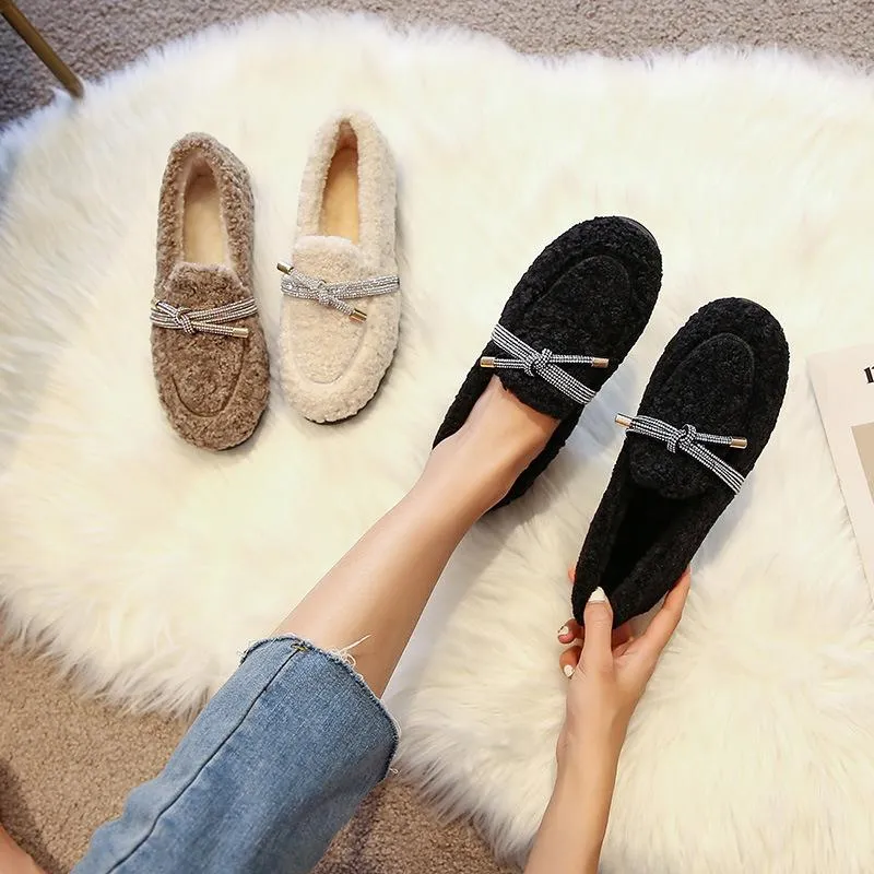 Cilool Furry Flats Loafers Fu62