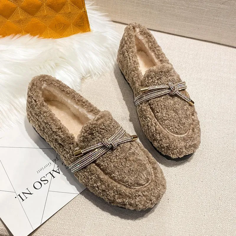 Cilool Furry Flats Loafers Fu62