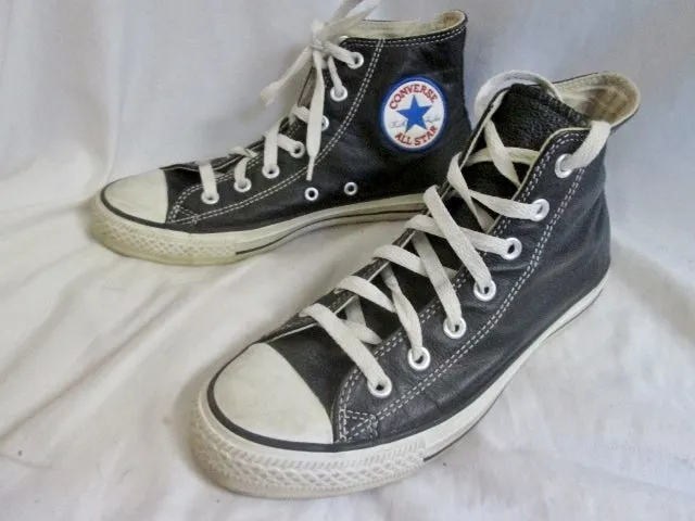 CONVERSE ALL STAR Hi-Top LEATHER Sneaker Trainer Athletic Shoe CHUCKS BLACK M6 / W8