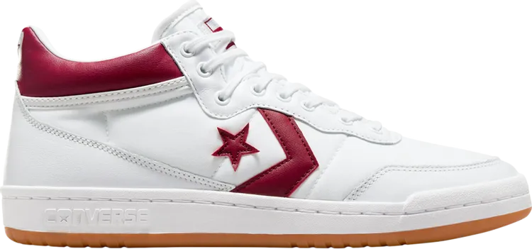 Converse Fastbreak Pro Leather Mid White Team Red Gum Sneakers, white