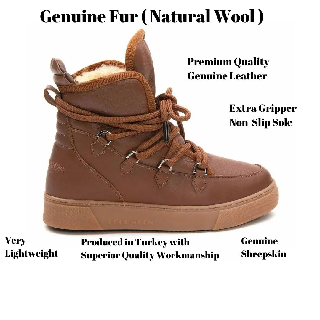 Cool Moon Women's Fur-Lined Sneaker Boot SCB 365050 Tan