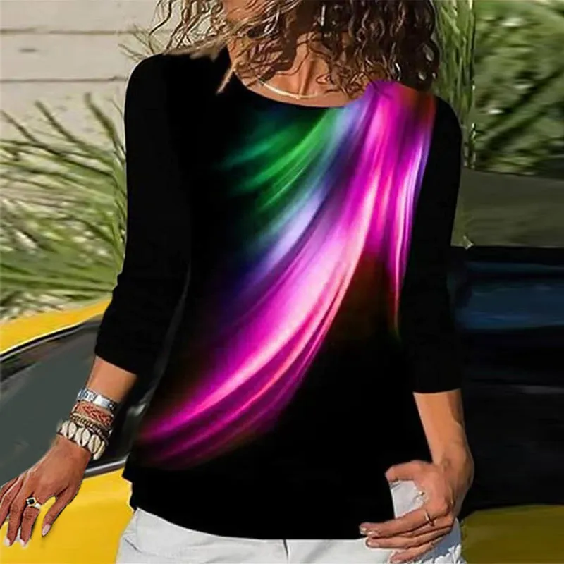 Crew Neck Feather Print Slim Fit T-Shirt