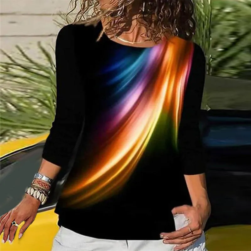 Crew Neck Feather Print Slim Fit T-Shirt