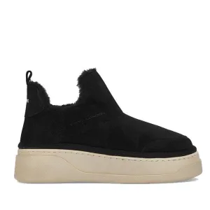 CRIME LONDON FLUFFY ANKLE BLACK BOOTS