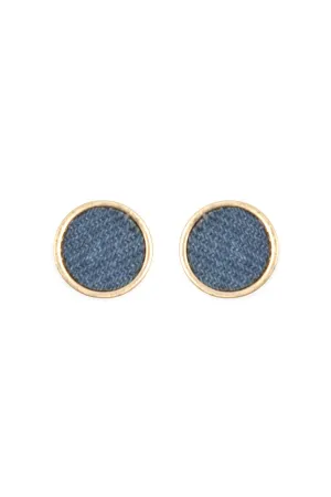 Denim Button Earrings