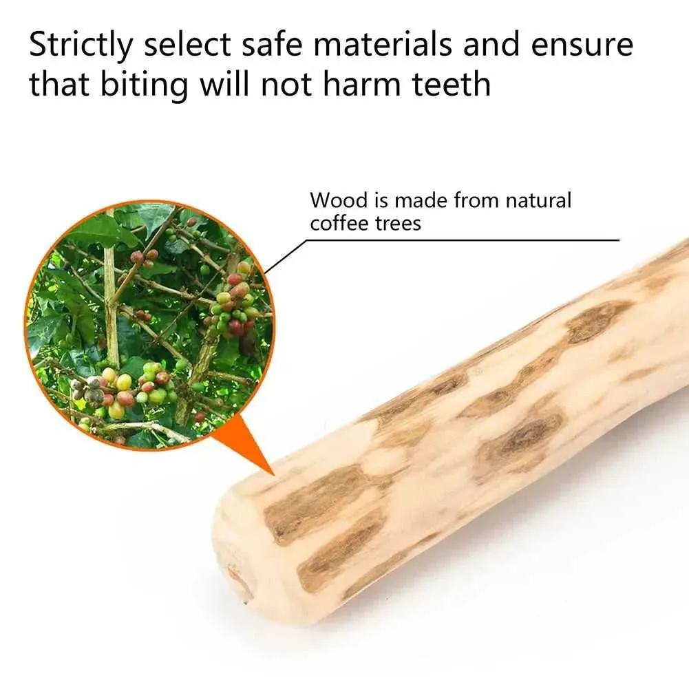 Dog Teeth Grinding Rod Wooden Chewing Toy Natural Coffee Wood Chewable Stick Bite-Resistant Pet Relieve Anxiety Toy Pet Supplies