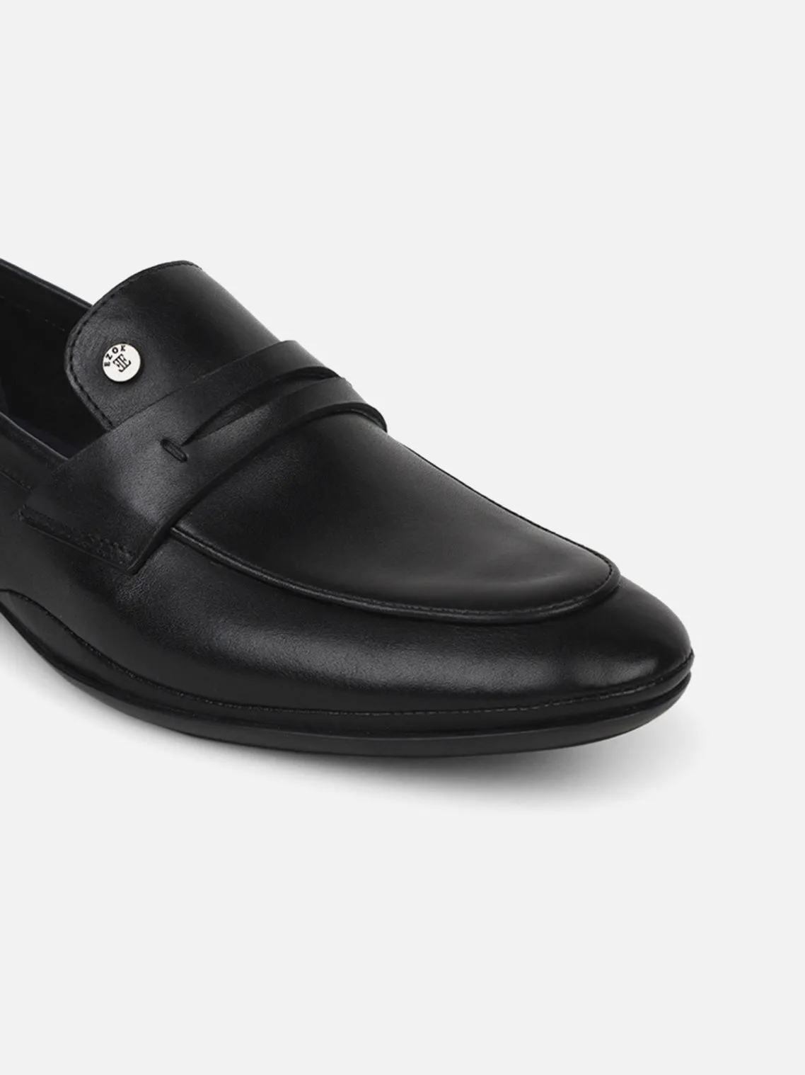 Ezok Men Black Leather Loafer Mocassins