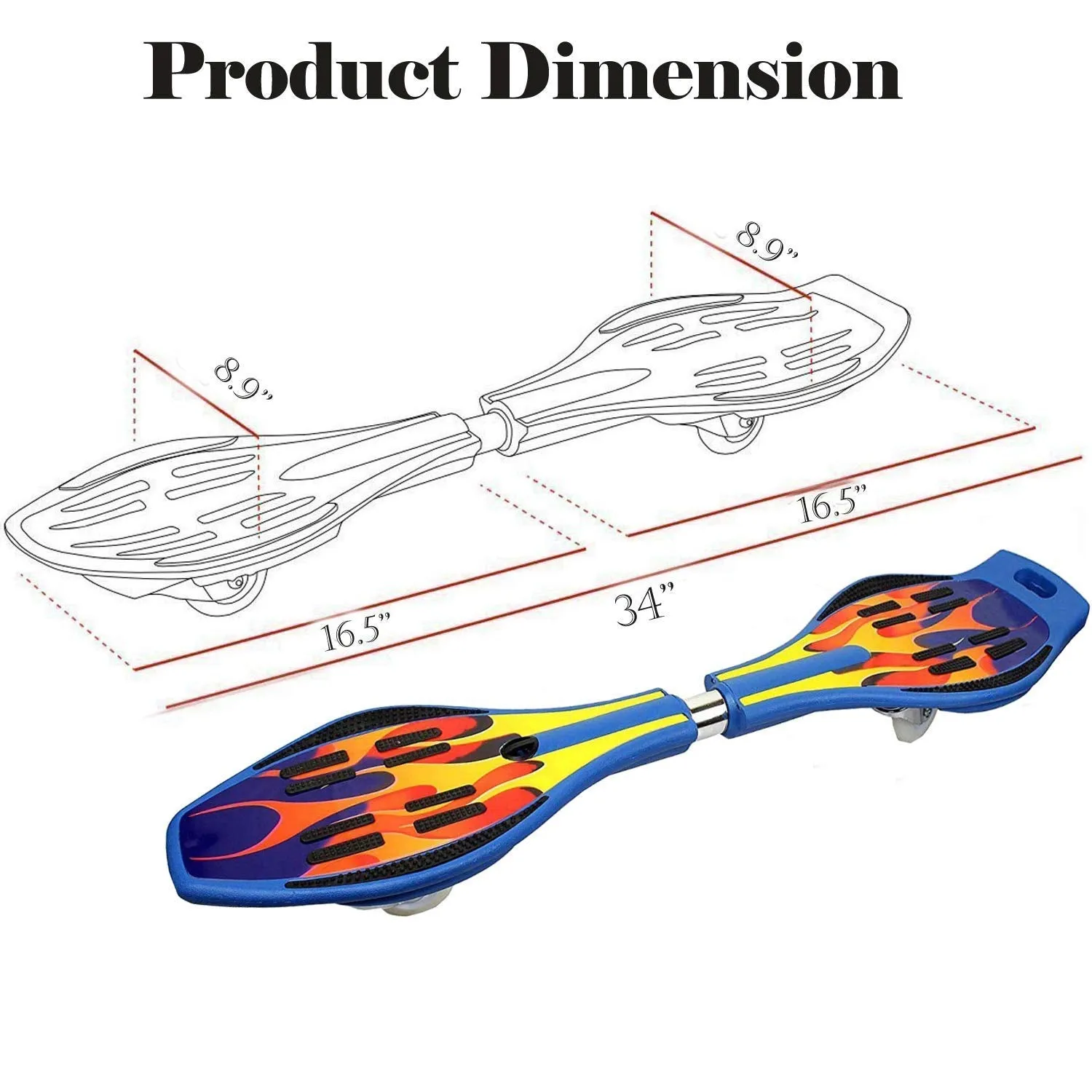 Famous Quality® Wave Board Ripstick Ripster ; Skate Board with Carry Bag LED Flash Colorful Lights on Wheels (Color and Design be My Vary)