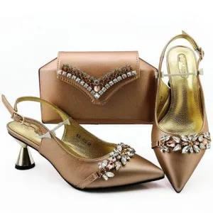 Fashion Lady Decorated Shoes and Bag Set