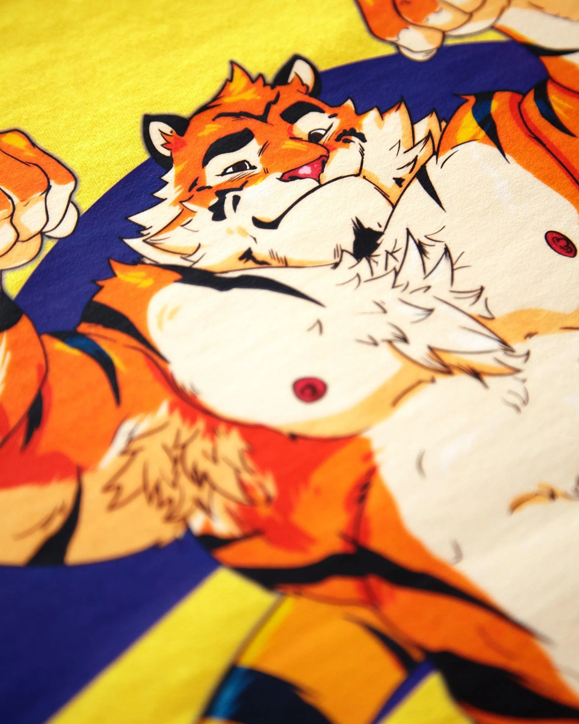 Flint the tiger! on yellow - crop top