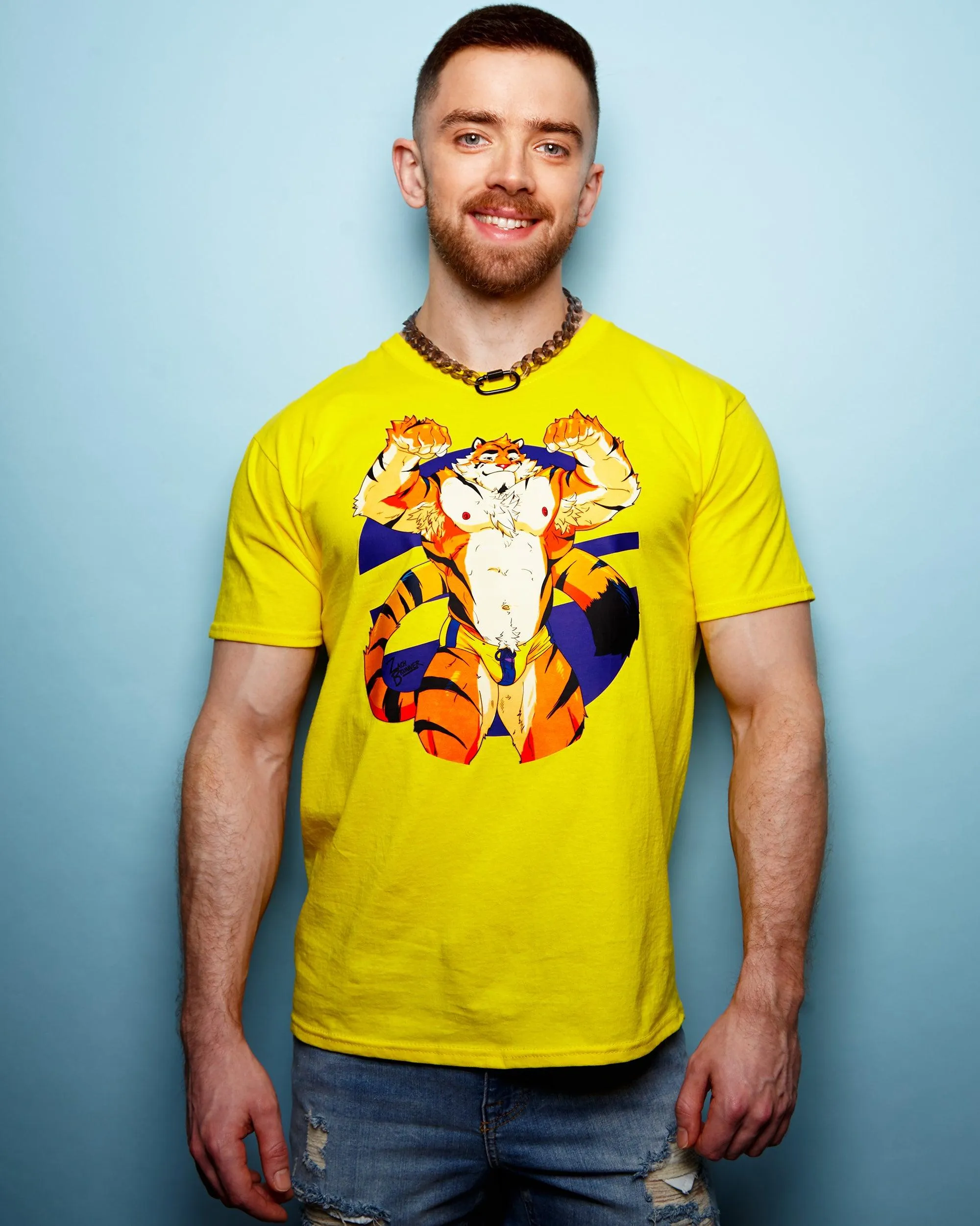 Flint the tiger! on  yellow - tee