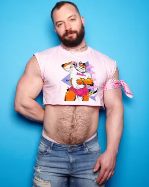 Gaymer pup wants to play - pink, mens sleeveless crop top