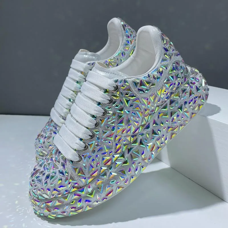 Glitter rhinestone lace-up sneakers for wedding & party