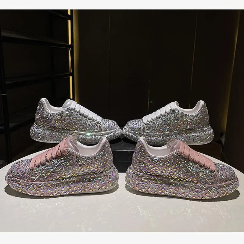 Glitter rhinestone lace-up sneakers for wedding & party