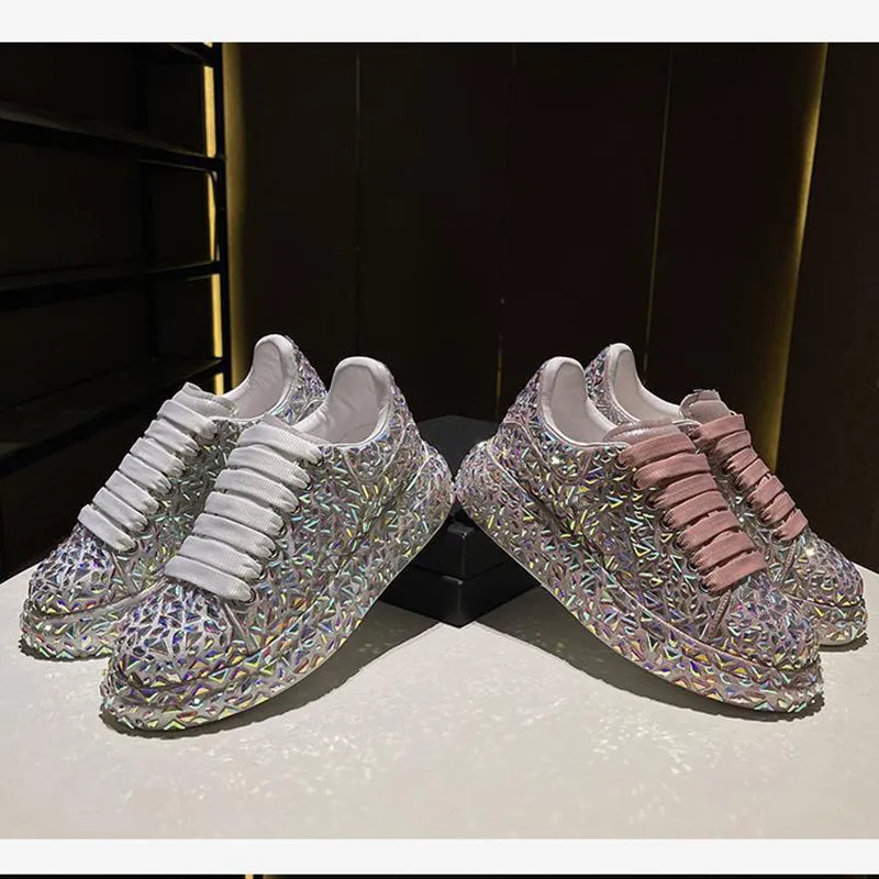 Glitter rhinestone lace-up sneakers for wedding & party