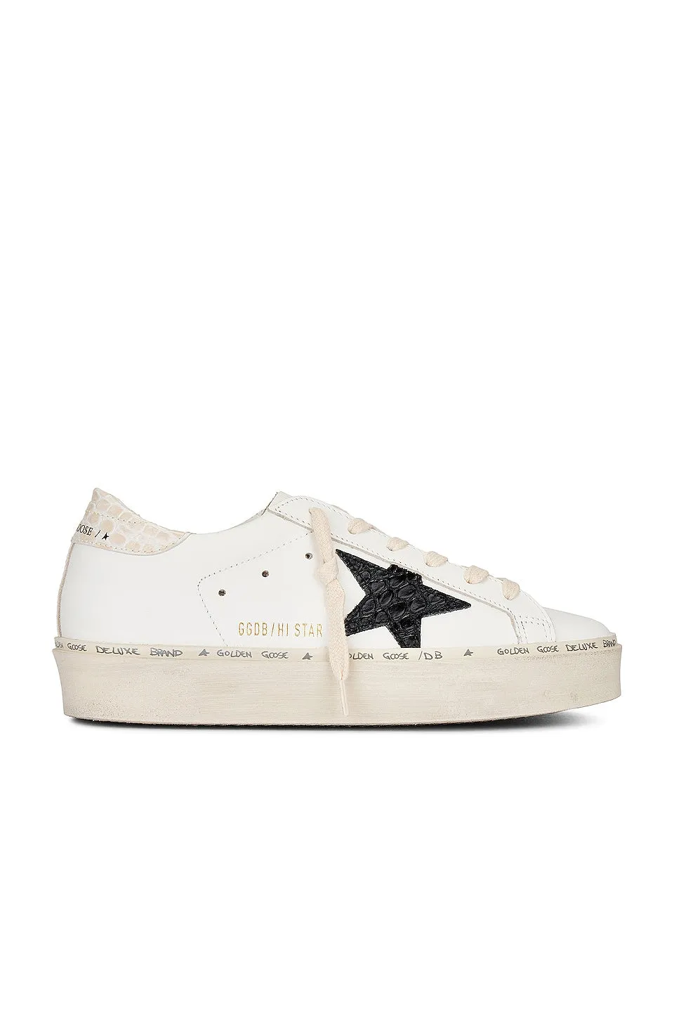 Golden Goose Hi Star Sneakers, White, Black, & Ivory