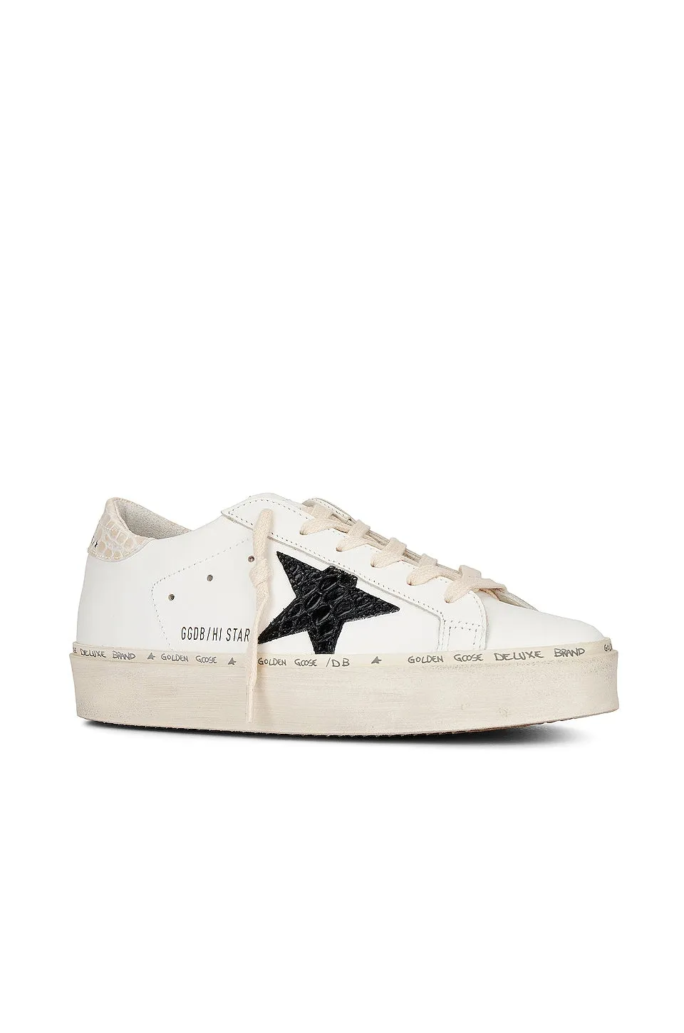 Golden Goose Hi Star Sneakers, White, Black, & Ivory