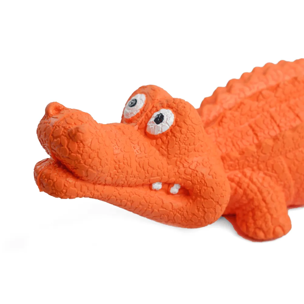 Goofy Tails Squeaky Rubber Crocodile Toy for Dogs