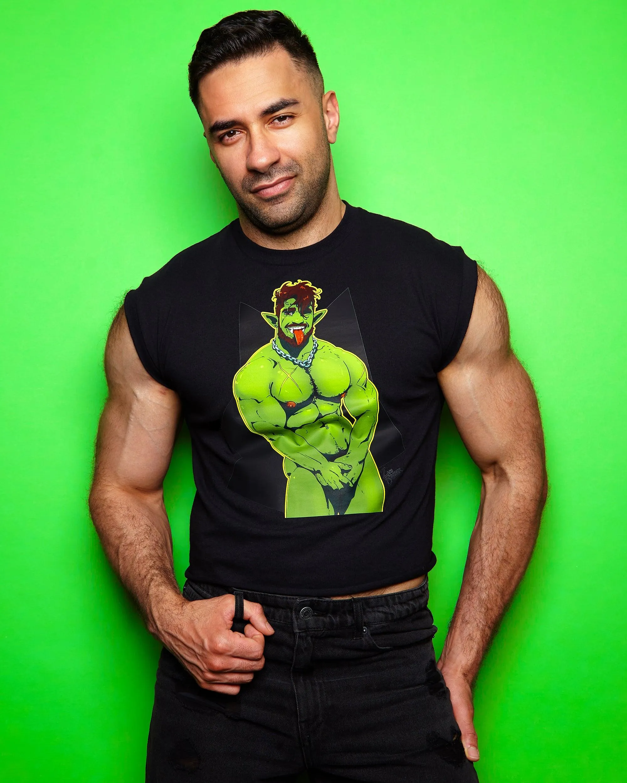 Gorok's naked! on black - cropped tee / crop top