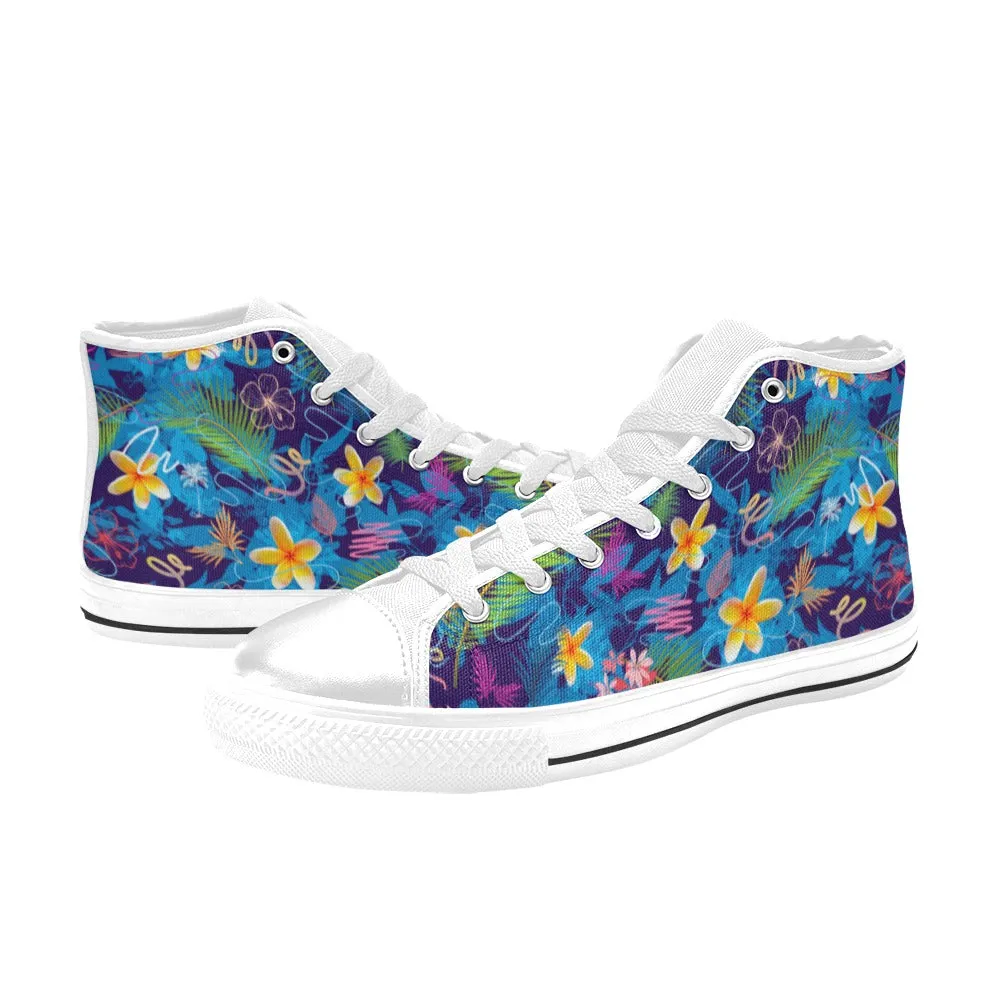 Hawaiian Blue High Top Canvas Women's Shoes