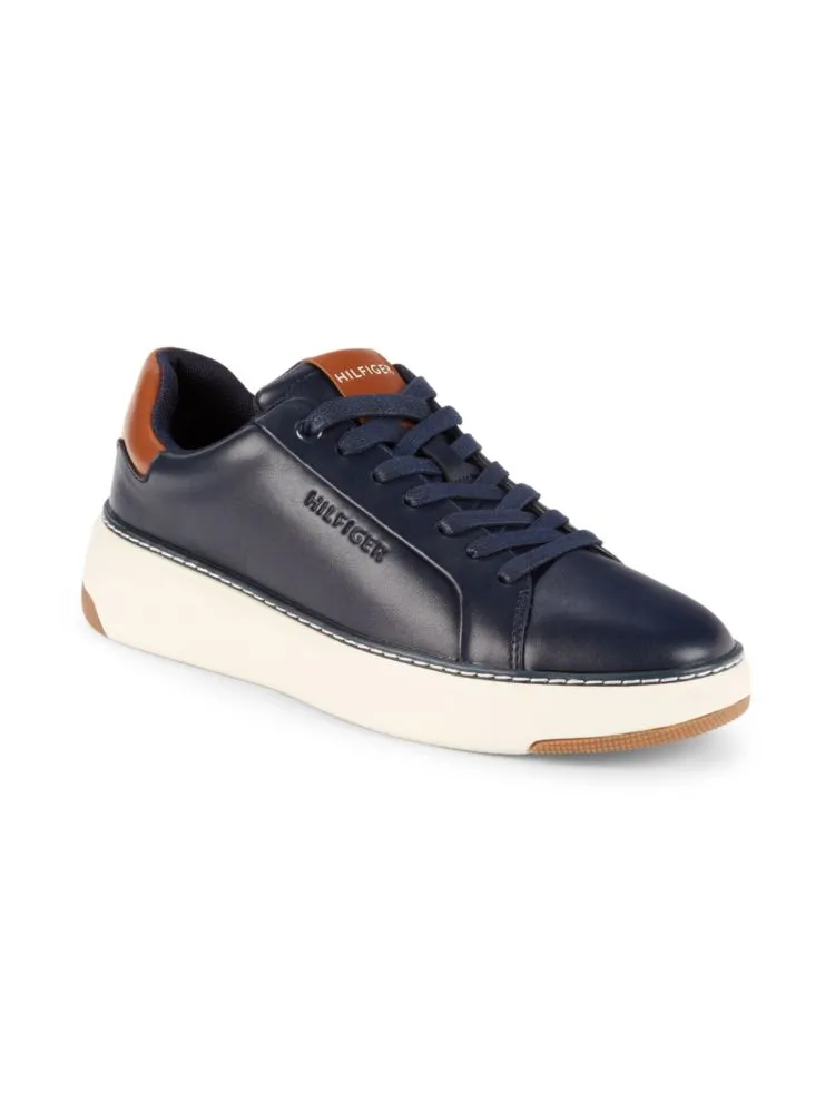 Hines Sneakers with Contrast Sole and Tommy Hilfiger Logo, Black