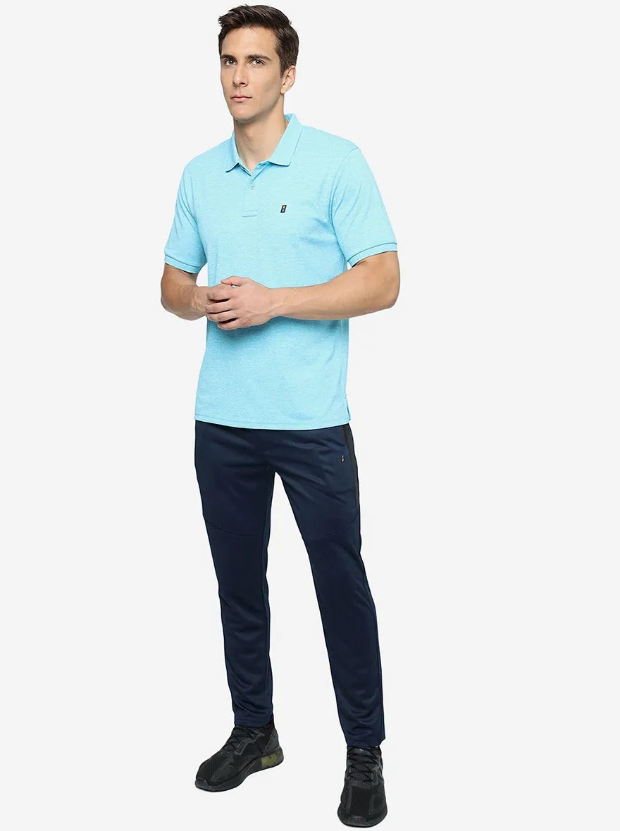 Ice Blue Melange Solid Slim Fit T-Shirt | Jade Play