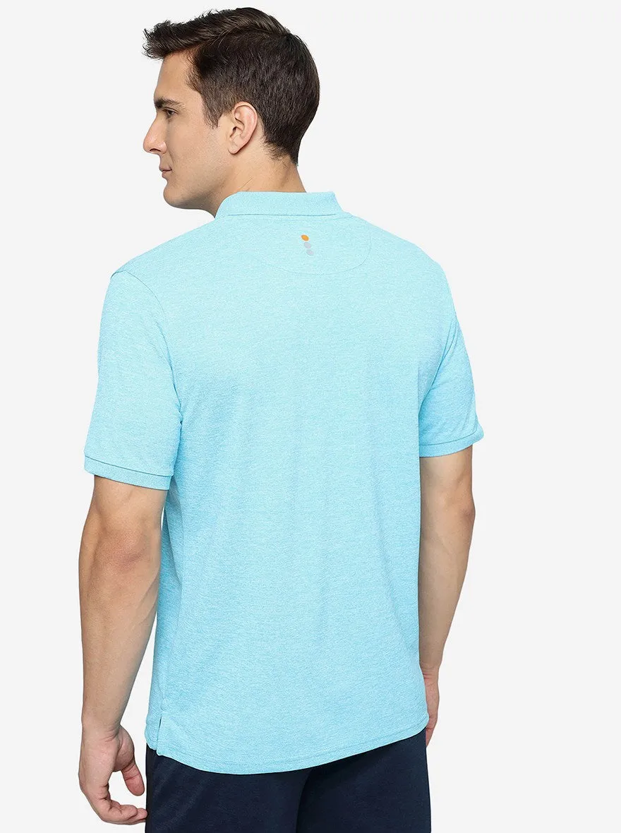 Ice Blue Melange Solid Slim Fit T-Shirt | Jade Play