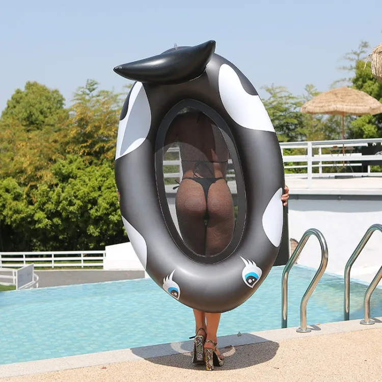 Inflatable Black Whale With Net Hammock Swimming Deck Chair With Backrest Floating Bed