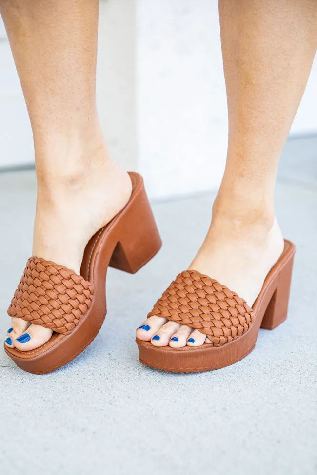 Jackie Camel Braided Chunky Heels FINAL SALE