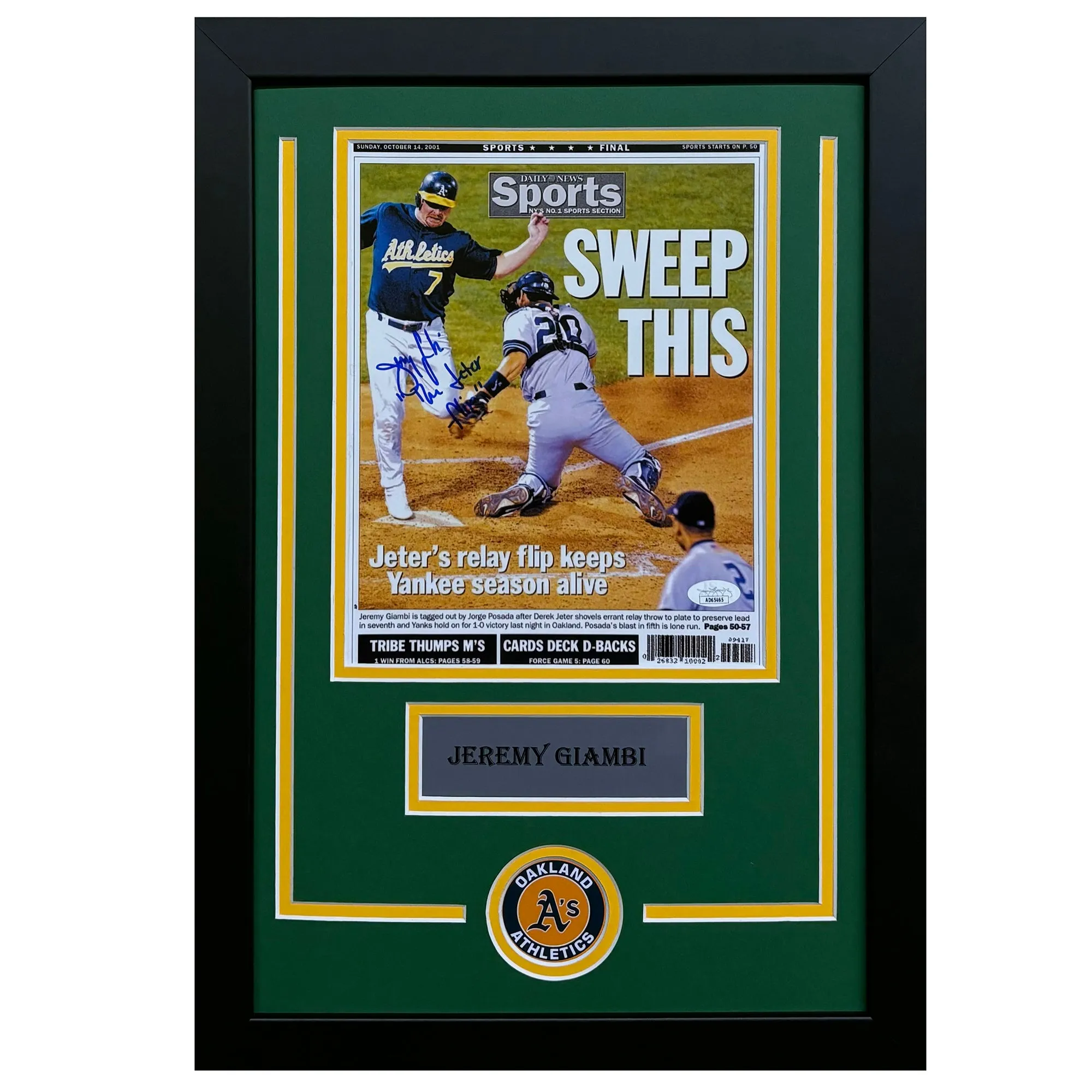 Jeremy Giambi Hand Signed & Framed Oakland A's 8x10 Photo (JSA)