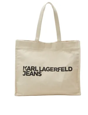 KARL LAGERFELD JEANS LOGO SHOPPER TOTE BEIGE BAG