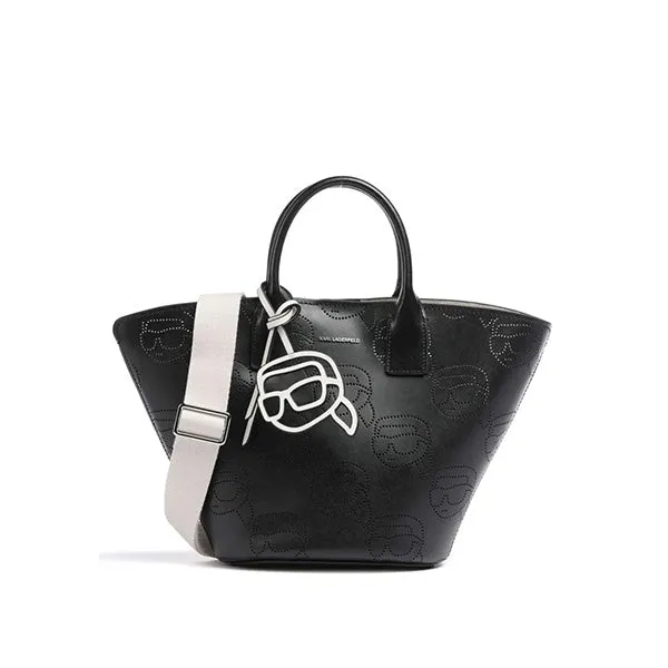 KARL LAGERFELD K/IKONIK 2.0 BUCKET PERFORATED BLACK BAG