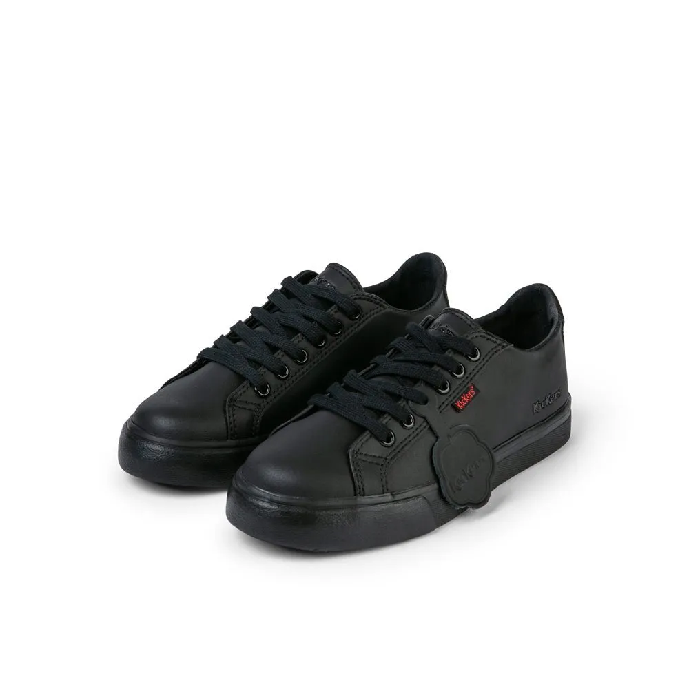 Kickers: Tovni Lacer Unisex School Shoes - Black Leather