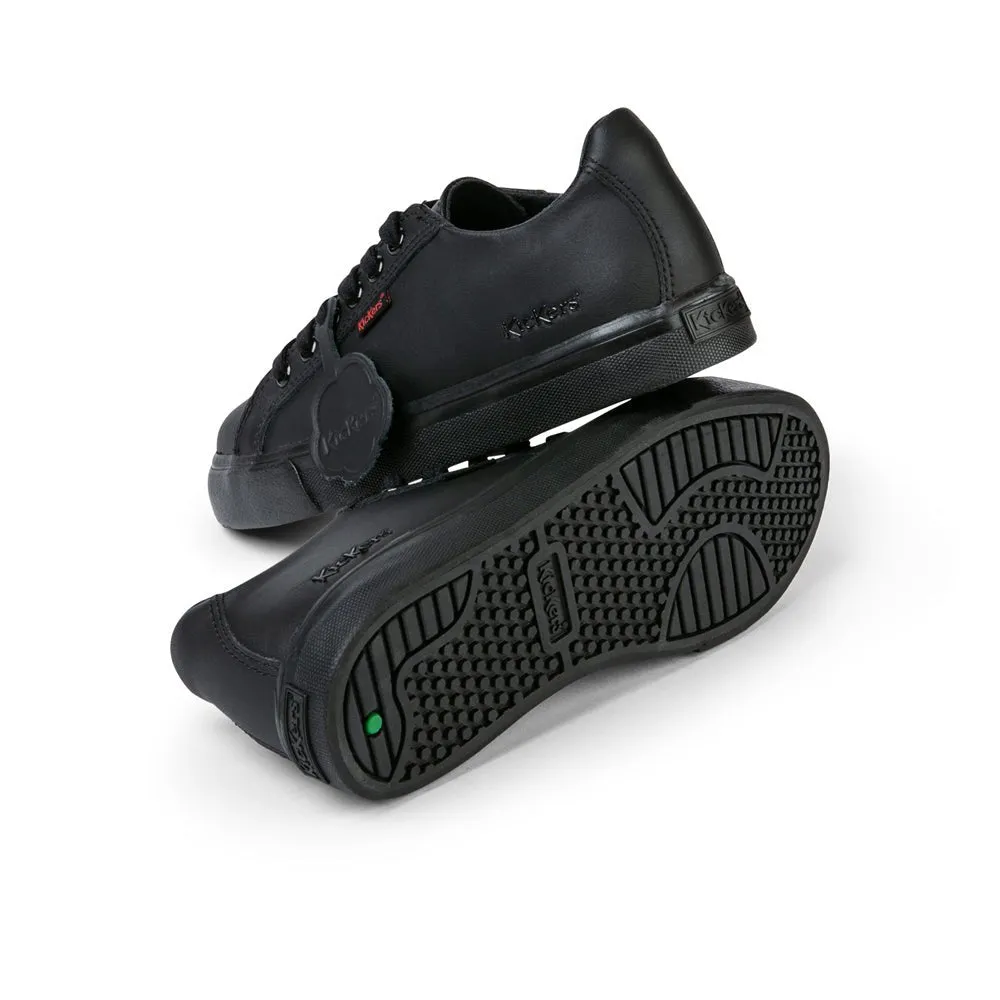 Kickers: Tovni Lacer Unisex School Shoes - Black Leather