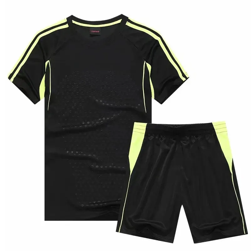 Kids Adult Soccer Jersey Set Child Men Two Pieces Football Tracksuit Sports Kit Football Training Suit Team Soccer Uniform