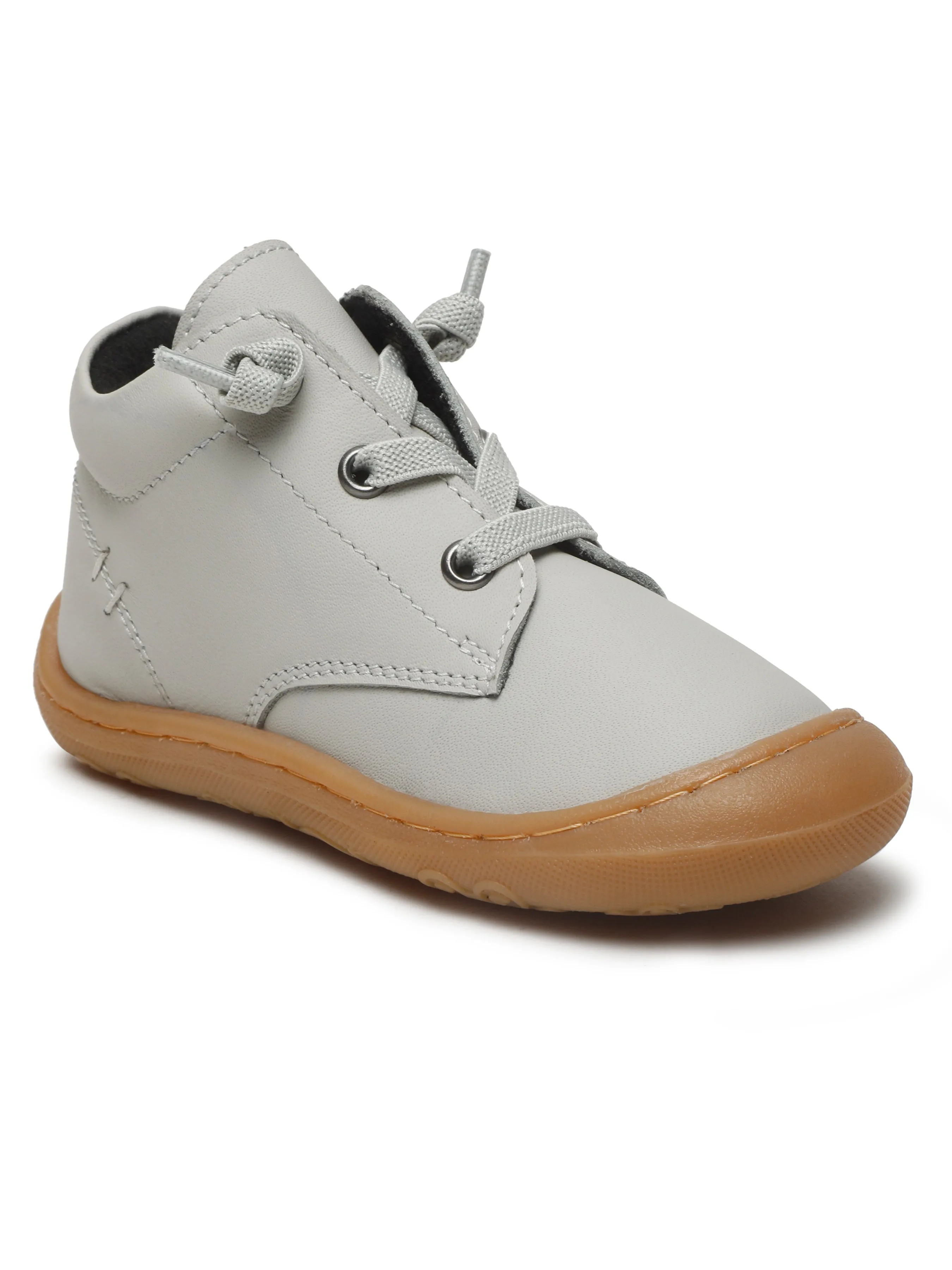 Kid's Grey Leather Comfort Insole Sneakers