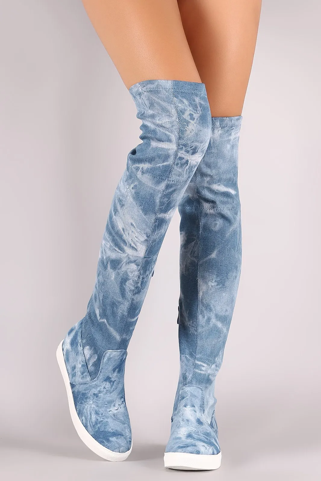 Liliana Acid Washed Denim Sneaker Boots