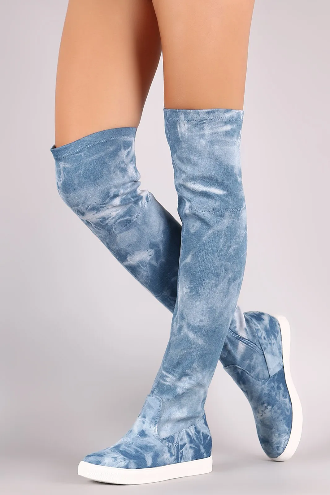 Liliana Acid Washed Denim Sneaker Boots