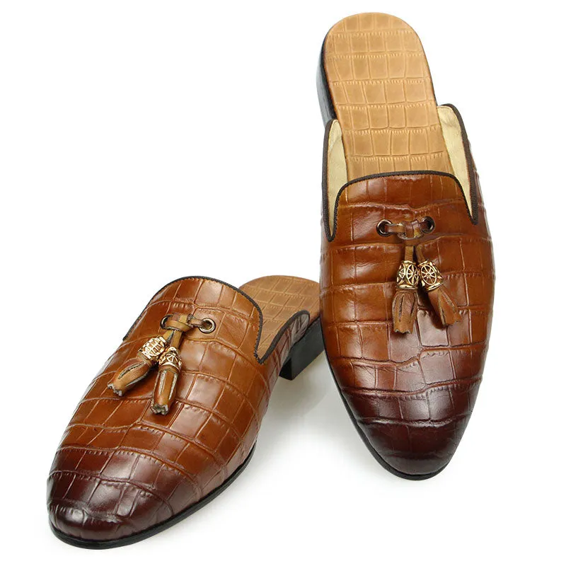 LuxeLeather CrocEmbossed Slip-on Dress Shoes