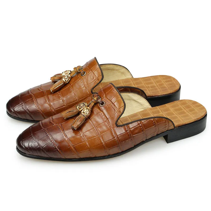 LuxeLeather CrocEmbossed Slip-on Dress Shoes